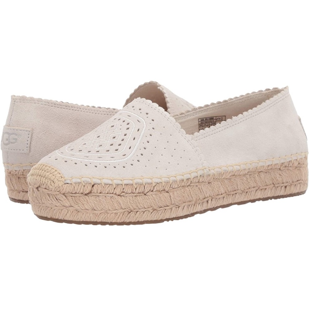 NWOT Women’s UGG Heidi Perforated Espadrille Suede Slip-on Flats Nude